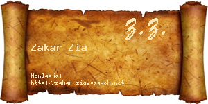 Zakar Zia névjegykártya